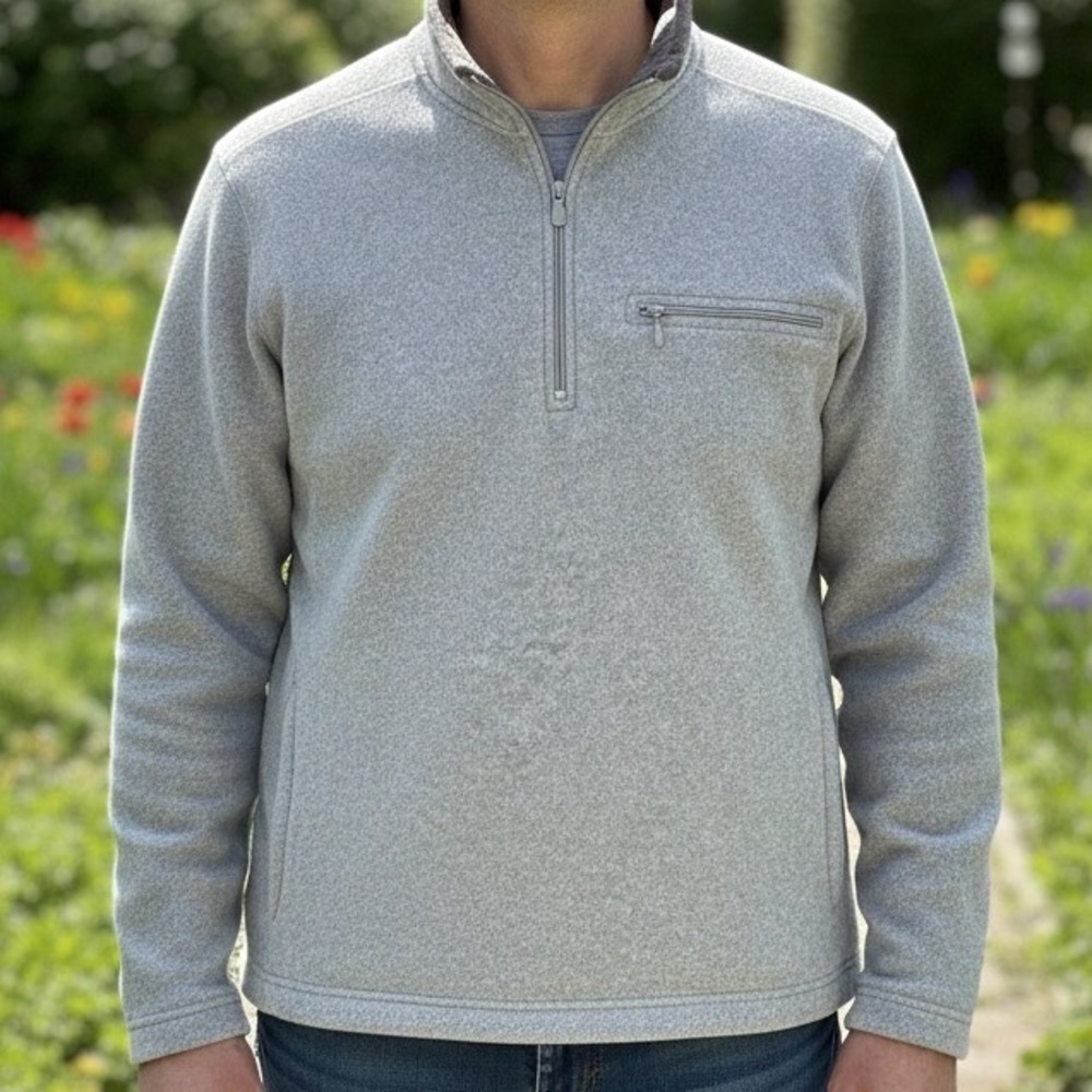 Ferruche New York City‎ Mens Quarter Zip Fleece Pullover Gray Heather 3461
